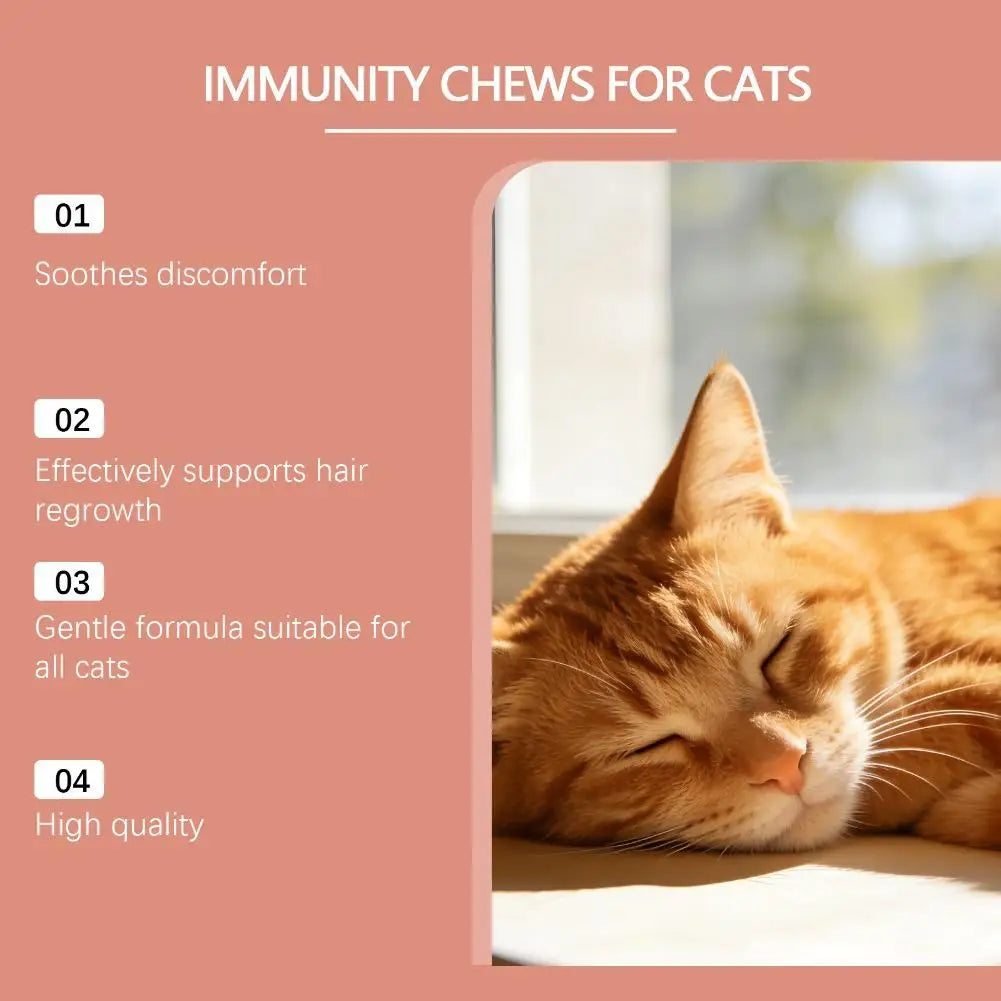 60 Tablets Cat Immunity Chewable Supplements For Skin Health Immune System Strengthening Adults Pet Nutritional Supplements