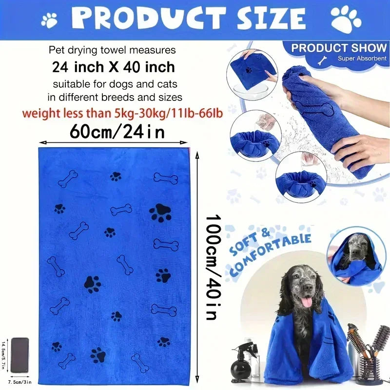 Quick-Drying Microfiber Dog Towel Absorbent Pet Bath Product Fiber Quick-drying Bath Towel Car Wiping Cloth Pet Supplies