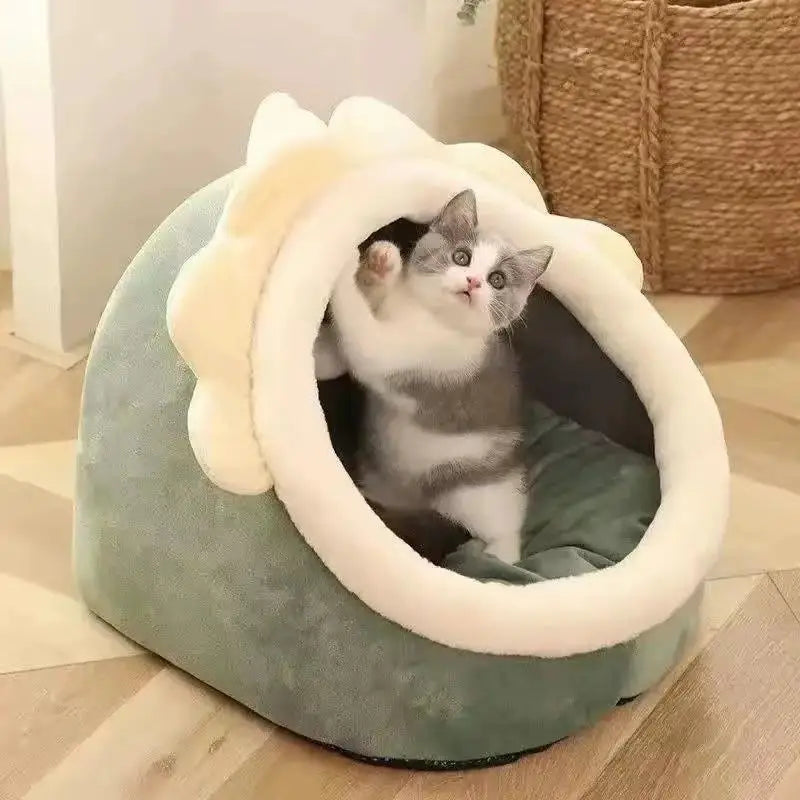 Deep Sleep Cat Bed Cartoon Pet Bed Foldable Removable Washable Pet Sleeping Bed for Small Dog Mat Bag Cave Cats Bed