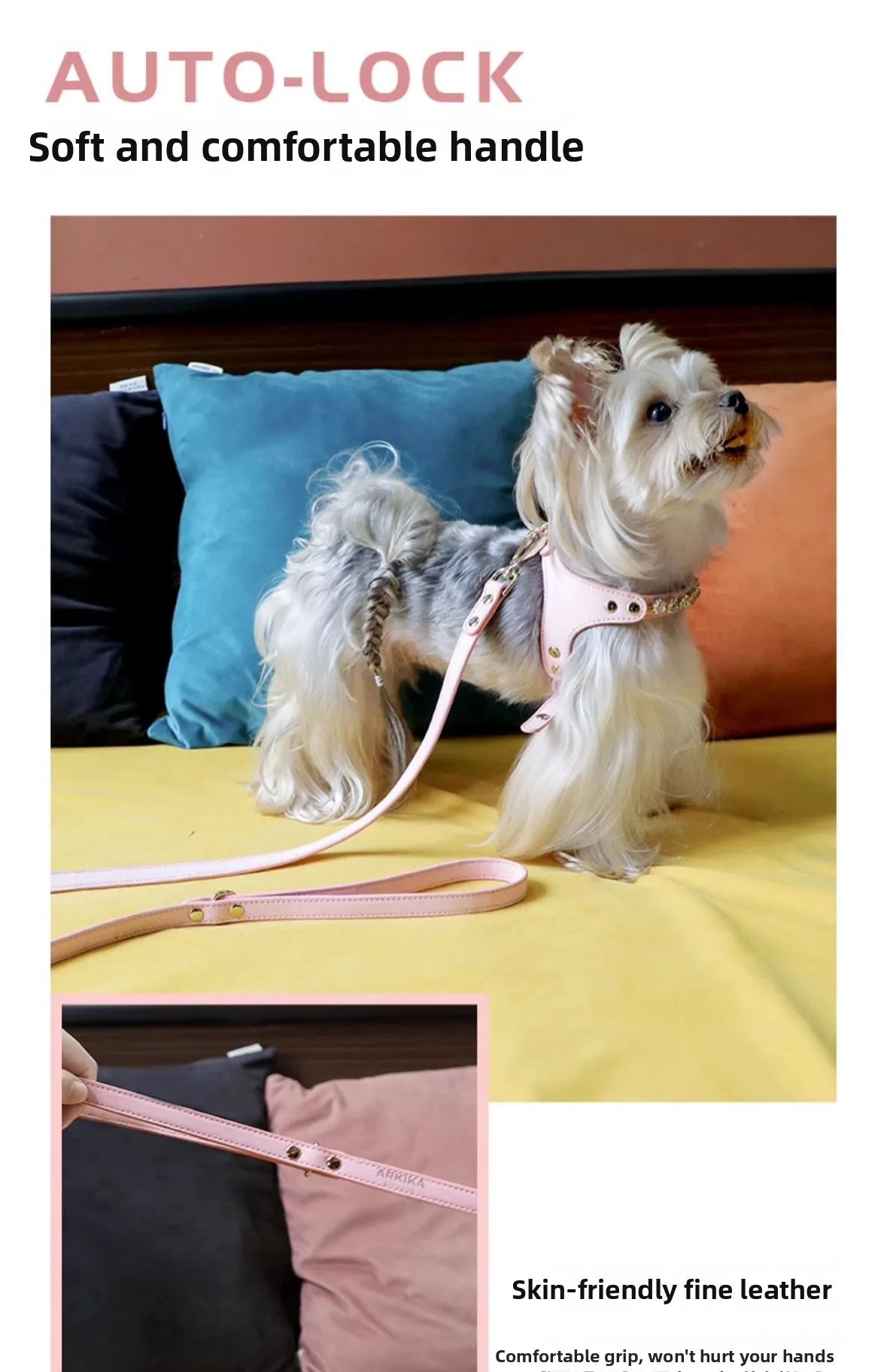 Arkika Dog Leash Small Dogs Chest Back Type Yorkie Teddy Pet out Walking Rope Non-Extensible Durable Pet Supplies