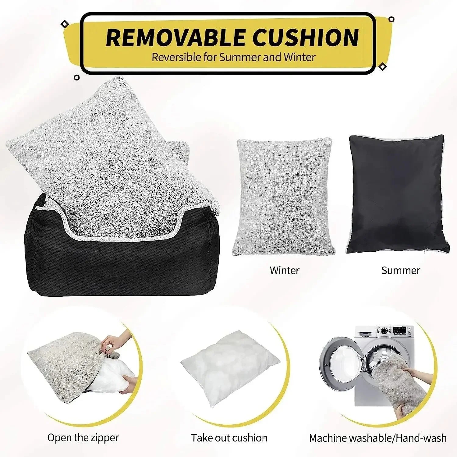 Dog Bed Removable  Machine Washable Pet Car Seat Cover Pet Animal Nest Cushion Dogs Cats Sofa Bedding Travel Mattress for Pets