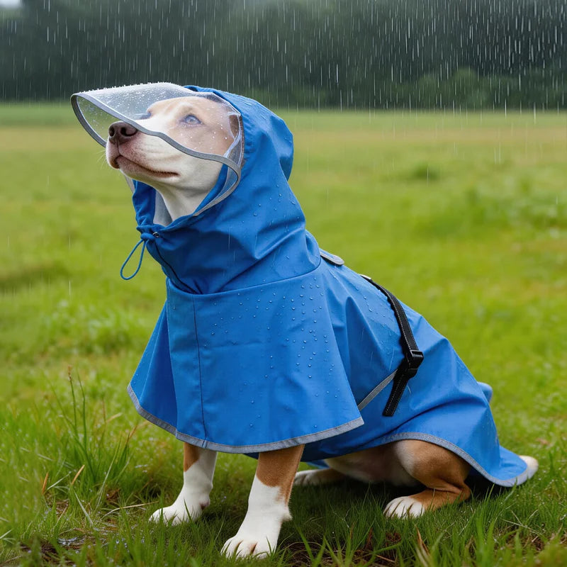 Dog Raincoat, Hooded Windproof and Waterproof Reflective Pet Raincoat, Suitable for Medium to Large Dogs, Waterproof Dog Clothin