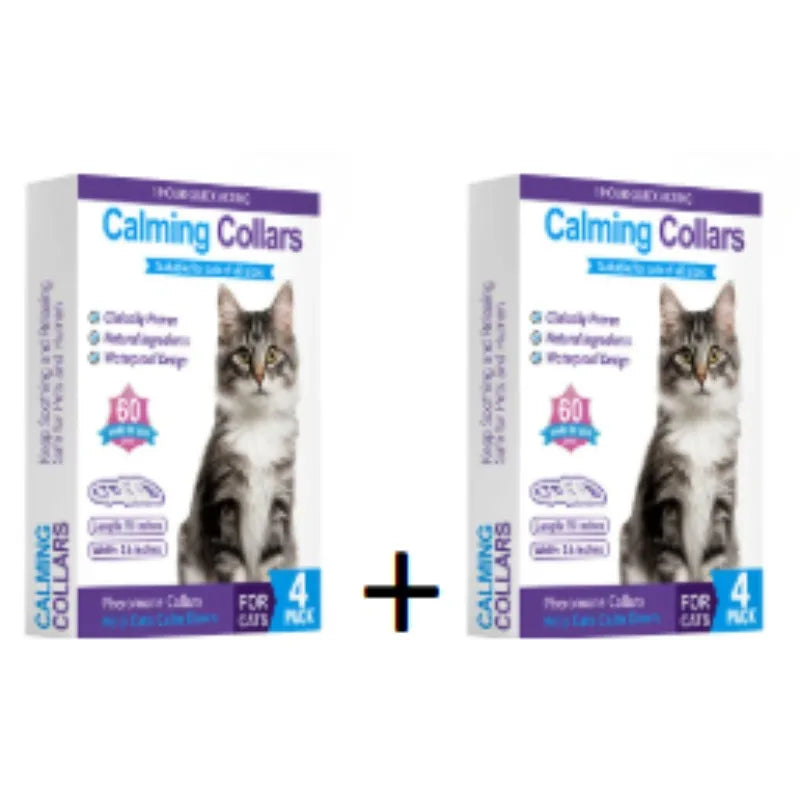 Cat Anxiety Relief Collar - 4 Pack Natural Calming Agent Odorant To Relieve Stress and Aggressive Behavior Adjustable Tightness