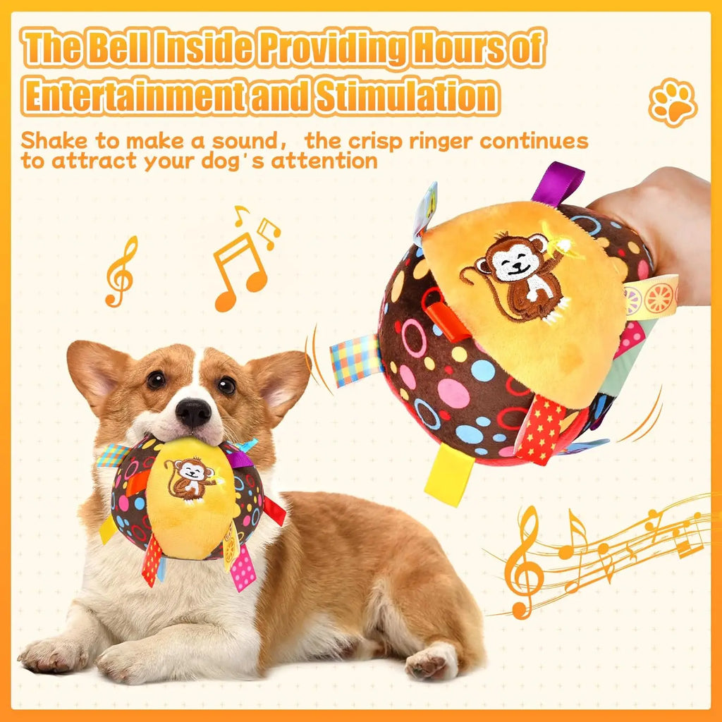 Dog Interactive Sound-Making Ball Toys With Labels, Soft-Filled Puppy Toys, Built-In Bells, Dog Chewing Toys