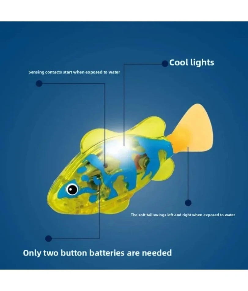 Cat Interactive Electric Fish Toy LED Light Swimming Robot Water Toy for Indoor Play Cats Dogs Pet Baby Bath Toys