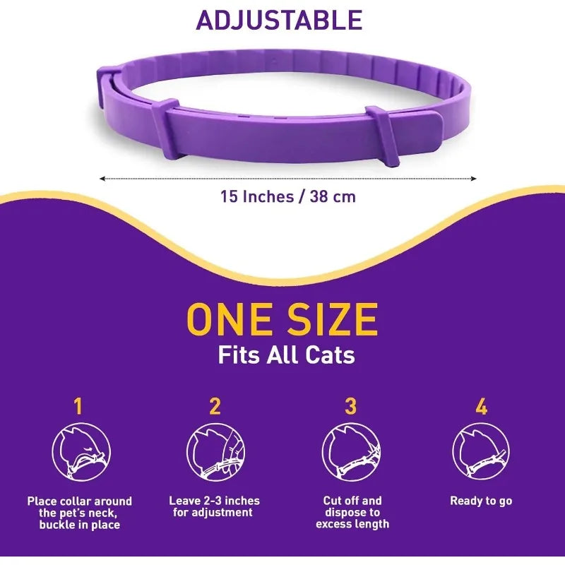 Cat Anxiety Relief Collar - 4 Pack Natural Calming Agent Odorant To Relieve Stress and Aggressive Behavior Adjustable Tightness