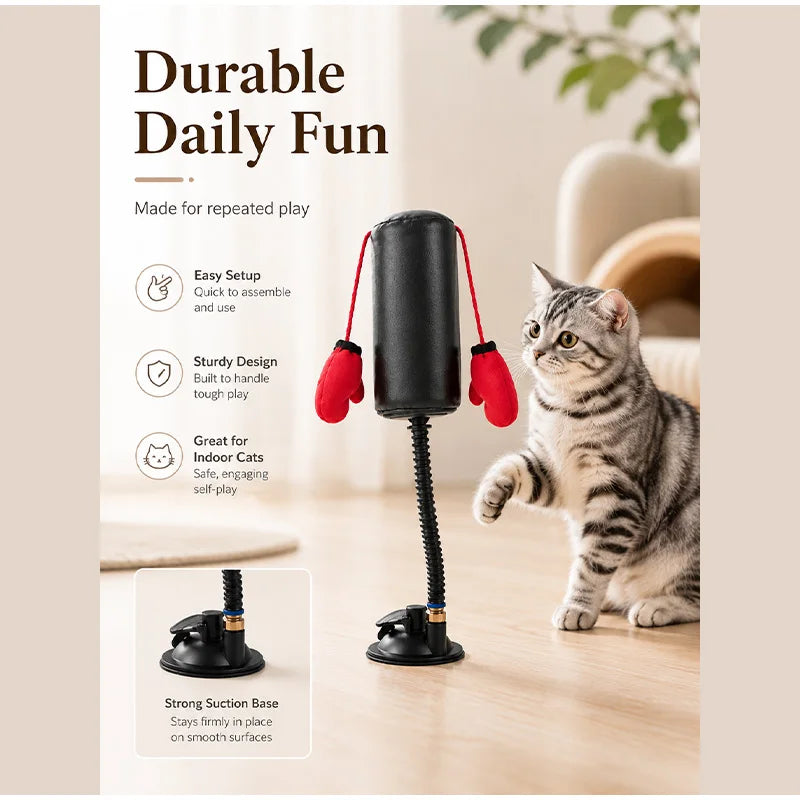 Cute Boxing Cat Toy Training Interactive Cats Relieve Boredom  Fists Tumbler Toys Relax Decompress Tease Cats Boxing Gloves