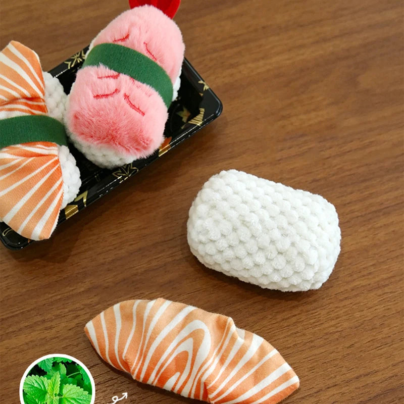 Sushi Cat Toys Catnip Crinkle Sound Cat Chew Bite Toys Kitty Kicker Exercise Toy Pet Supplies