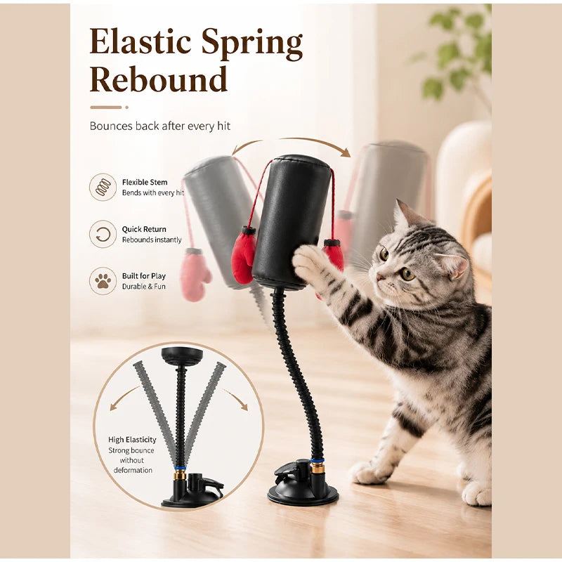 Cute Boxing Cat Toy Training Interactive Cats Relieve Boredom  Fists Tumbler Toys Relax Decompress Tease Cats Boxing Gloves
