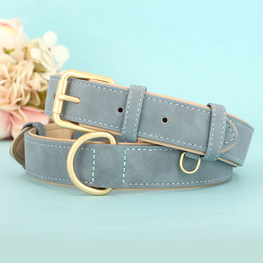 Leather Dog Collar Durable Dogs Collars Soft Padded Pet Pitbull Necklace Adjustable For Small Medium Large Dogs Pug Pet Products
