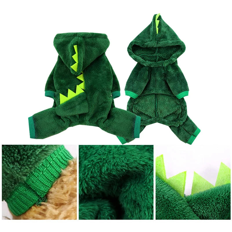 Pet Dog Clothes Funny Dinosaur Costumes Winter Warm Plush Coat Small Kitten Hoodie Puppy Dog Cloth gatos productos para mascotas