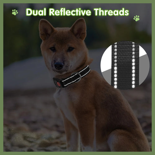 Adjustable Reflective Dog Collar Anti-Escape Safety Pet Neck Strap for Small Medium Dogs Soft Durable Night Walking Pet
