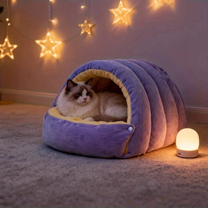 Winter Warm Cat Bed, Thickened Soft Pet Sleeping Nest, Warm Cat Cave for Kittens & Dogs, Cozy House for Pets
