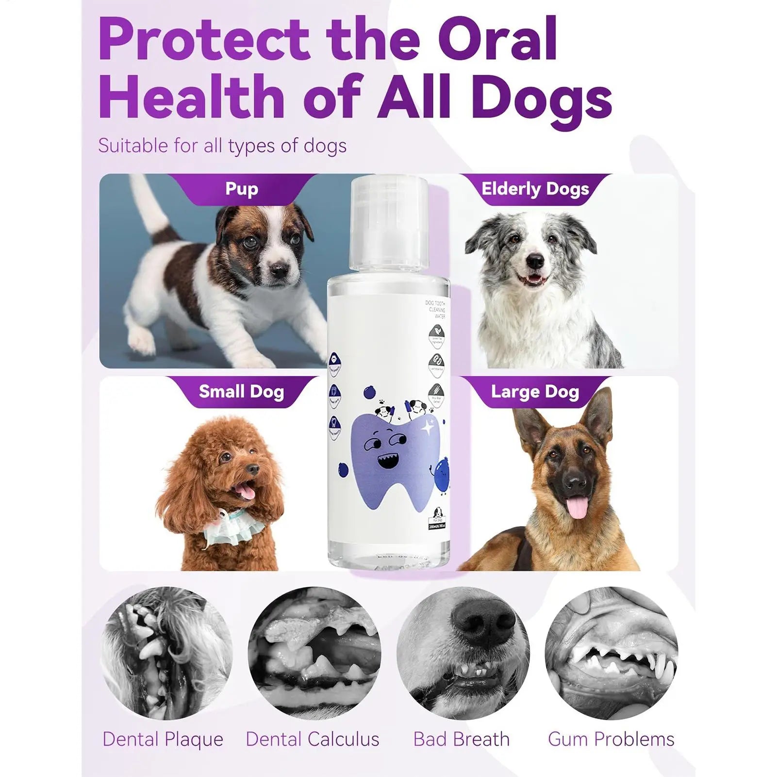 200ml Dog Water Additive For Teeth Care Natural Cat Breath Freshener Solution For Indoor Outdoor Travel Brushing Grooming Health