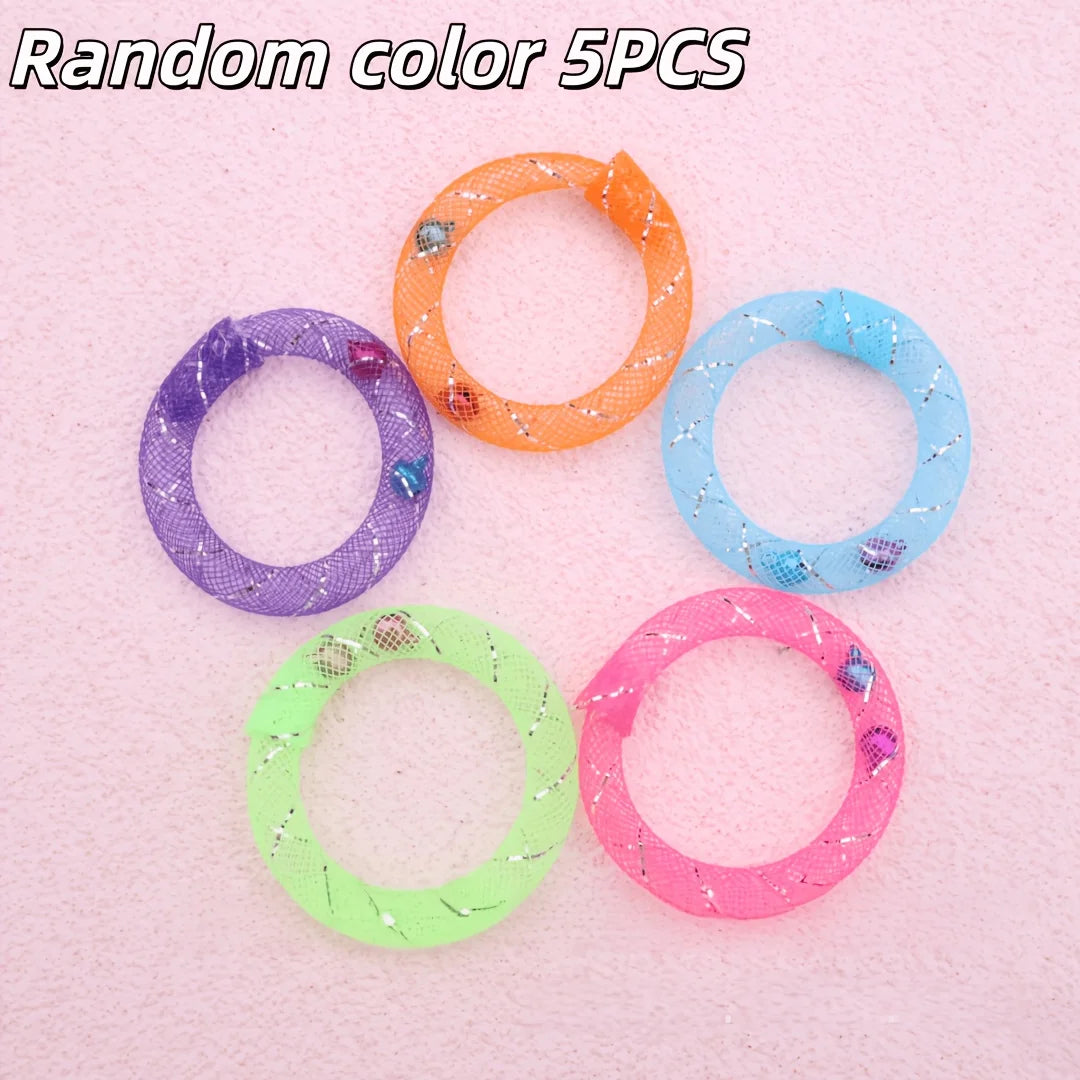 5pc colors Cat Toys-Soft Mesh Tube Self-Play Donuts for Cats,Bell-Sounding Self-Entertainment Boredom-Relief Chew and Tease Toys