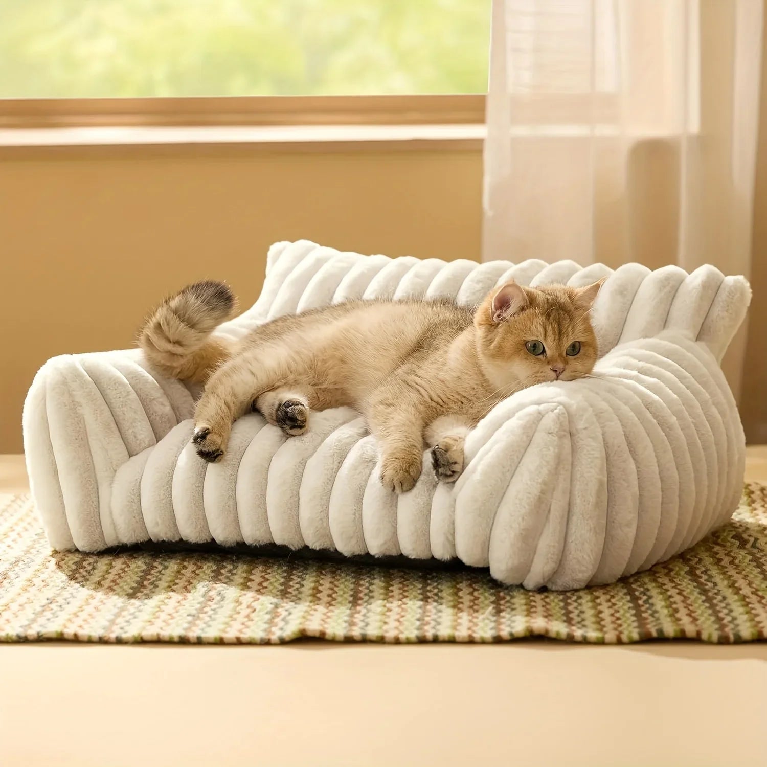 Warm Comfort Cute Cat Sofa Deep Sleep Cat Mat Bed Soft Cushion Pet bed Basket Kitten House for Medium Cats & Small Dogs