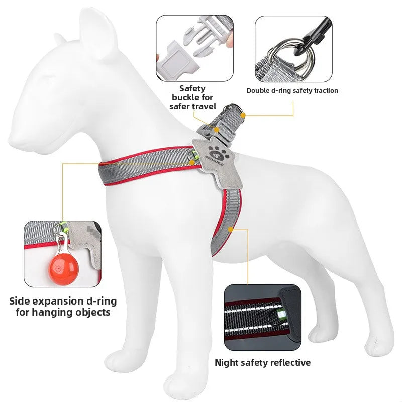 Dog Y shaped harness no pull reflective adjustable breathable and comfortable for small medium dogs walking training outdoor