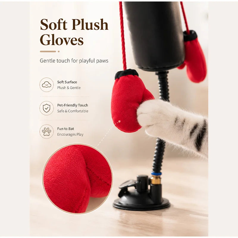 Cute Boxing Cat Toy Training Interactive Cats Relieve Boredom  Fists Tumbler Toys Relax Decompress Tease Cats Boxing Gloves
