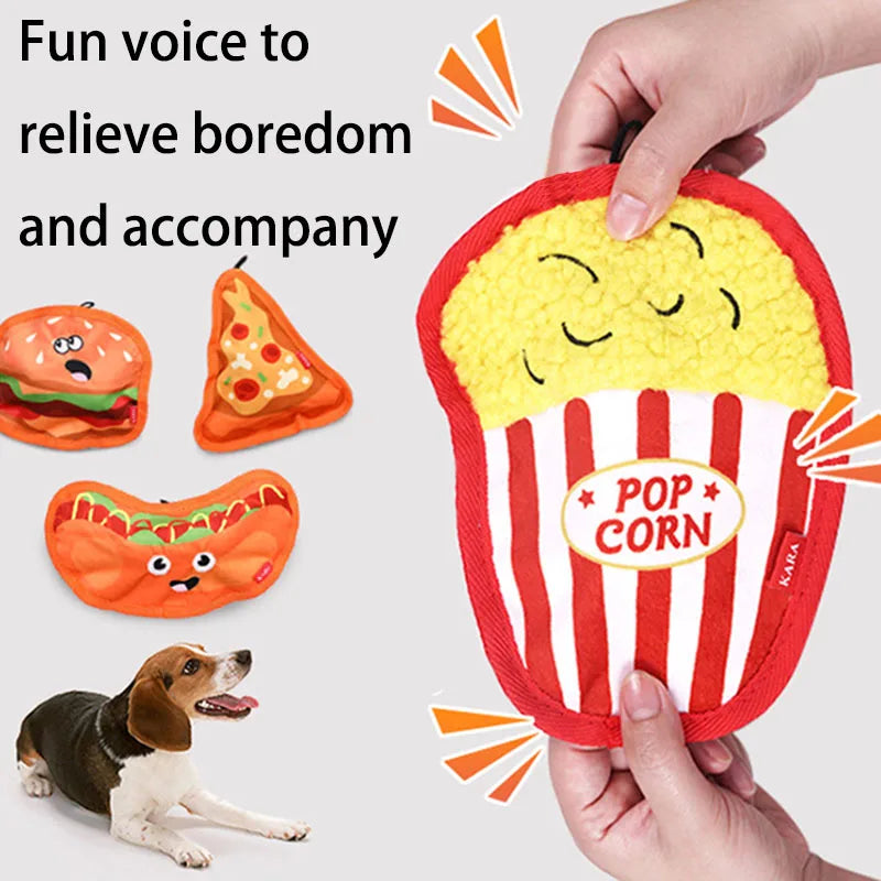 Dog toys that are resistant to biting, grinding teeth, and can relieve boredom with sound simulation, such as hamburgers and fre