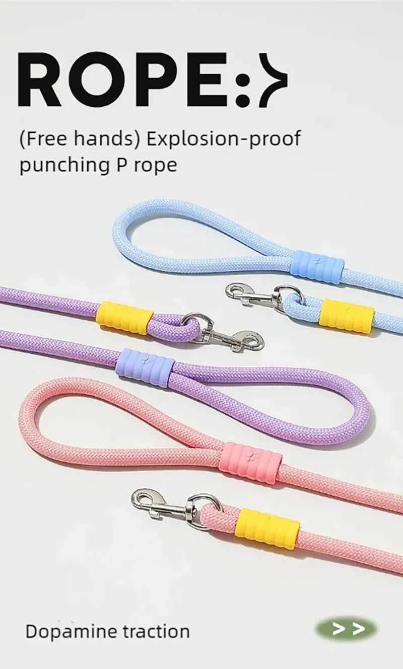 Dog leash, pet walking leash, outdoor dog dopamine contrasting leash, pet supplies