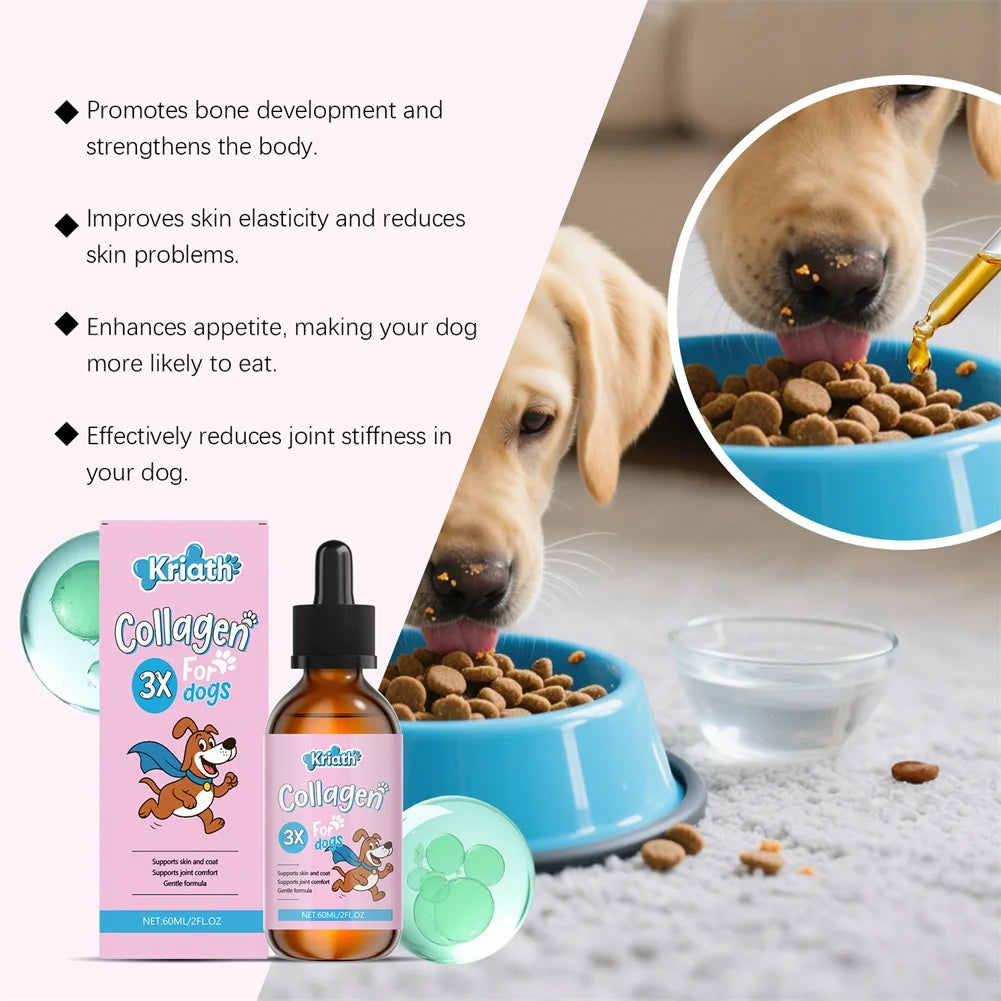 Dog Collagen Drops For Skin Coat Health Gentle Formulas, Easy Digestion Supports Joint & Gut Health Daily Well-Ness Routine