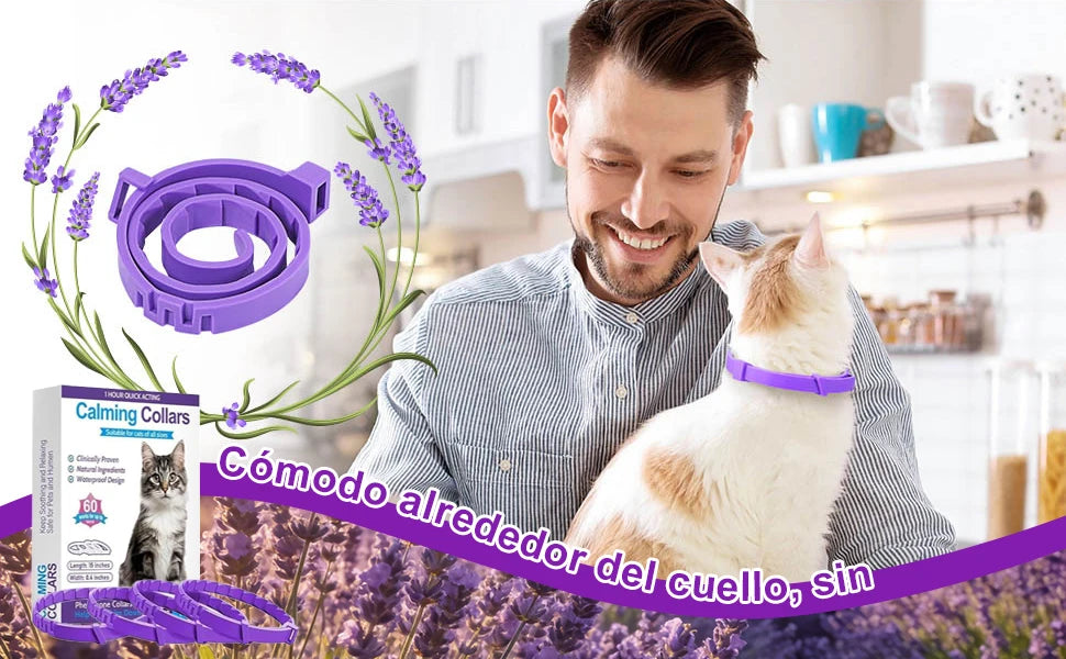 Cat Anxiety Relief Collar - 4 Pack Natural Calming Agent Odorant To Relieve Stress and Aggressive Behavior Adjustable Tightness