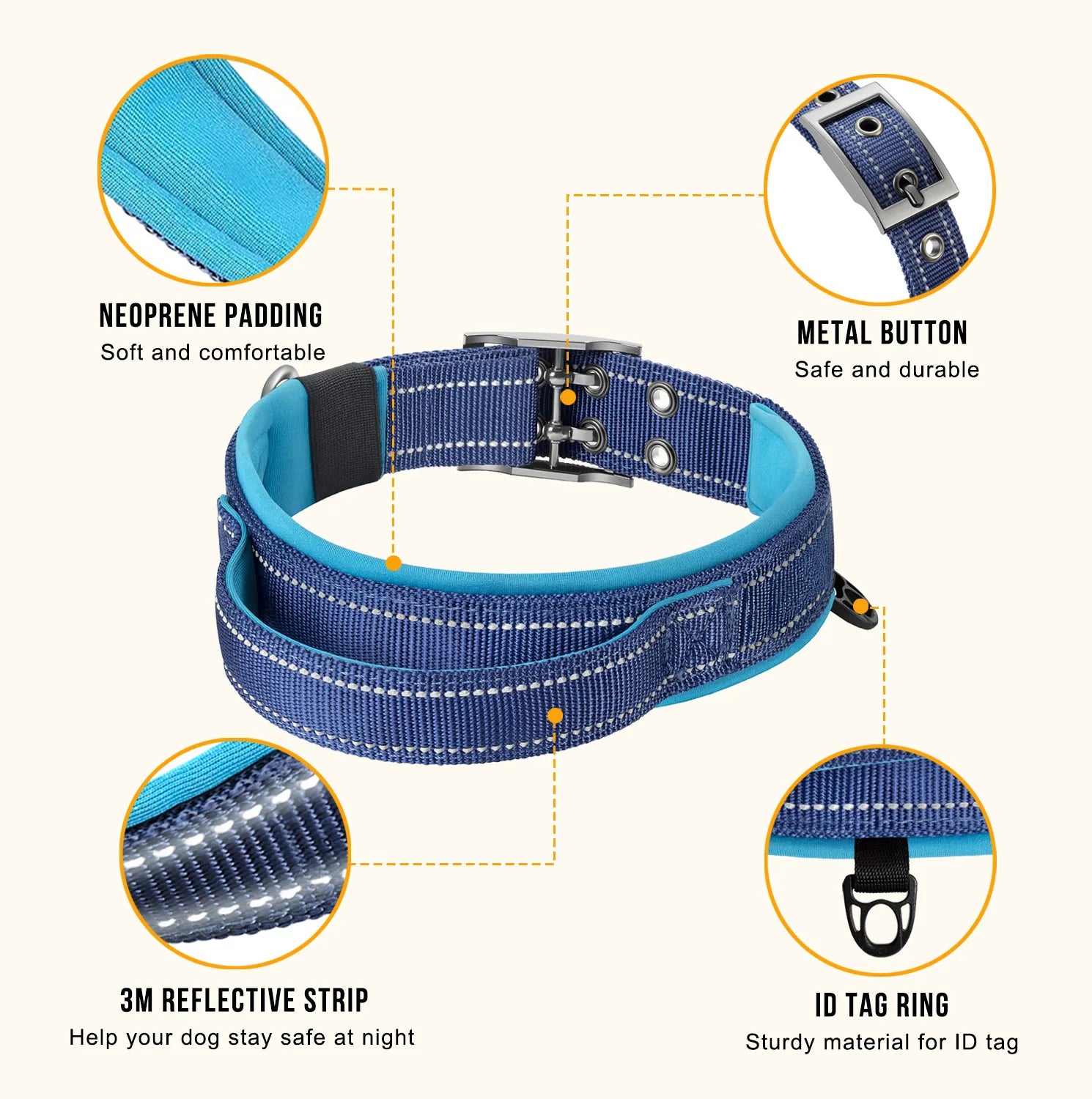 Heavy Duty Tactical Dog Collar, Military Collars with Handle, Training, Walking, Medium and Large Dogs Accessories