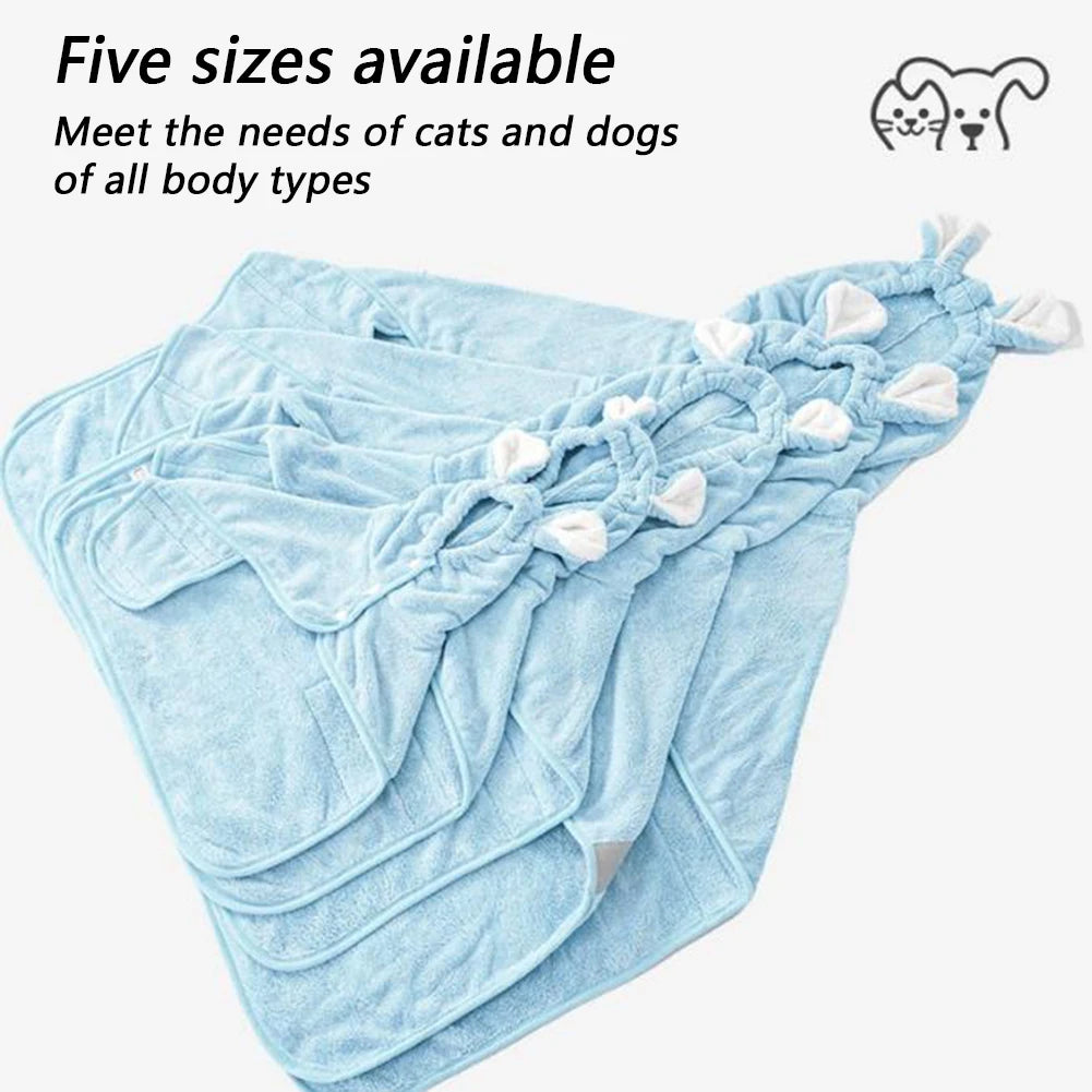 Dogs Bathrobe Cute Capes Bath Towel Soft Cozy Ultra-Absorbent Drying Coat Robe For Stylish Pet Lover Bath Clothing