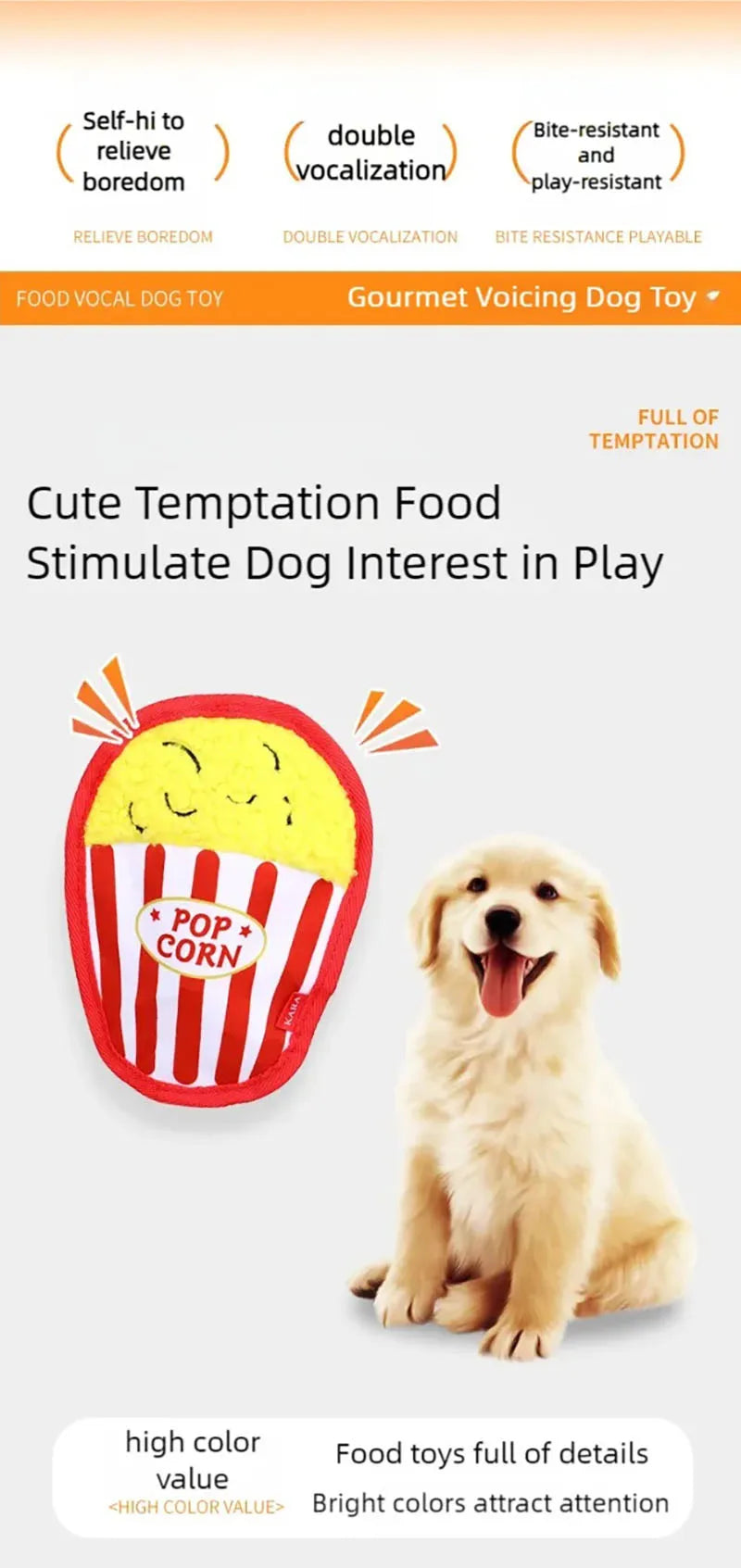 Dog toys that are resistant to biting, grinding teeth, and can relieve boredom with sound simulation, such as hamburgers and fre