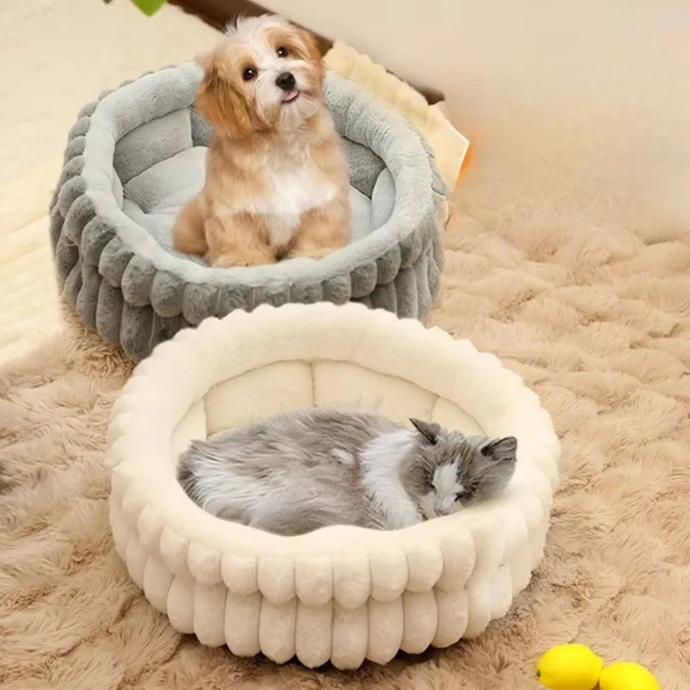 Comfortable Warm Soft Cat Bed Deep Sleep Pet Supplies Dog Bed Round Cozy Pet House Kennel Winter