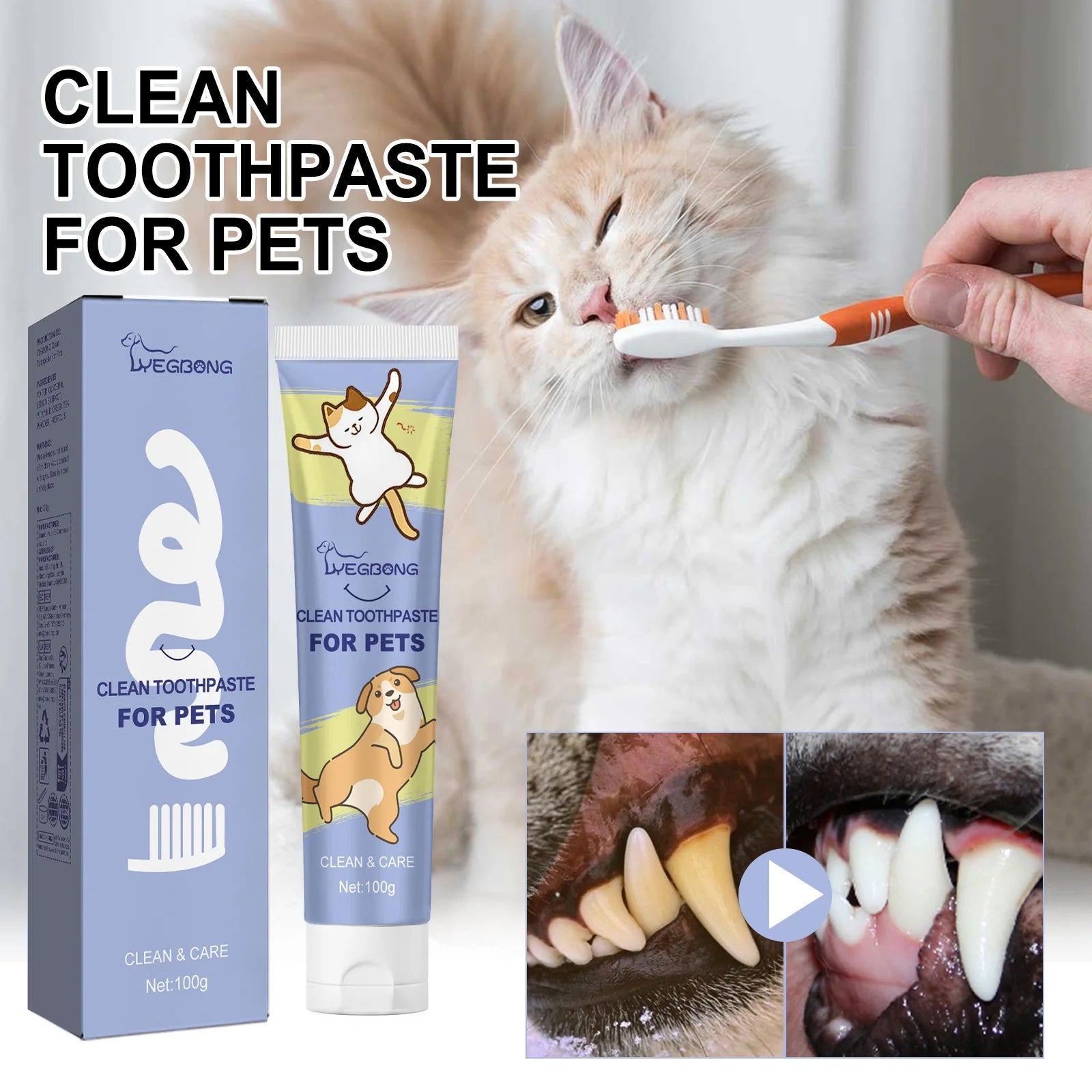 Pet Toothpaste For Cat Dog Fresh Breath Deep Cleaning Removing Stain Oral Plaque Prevent Teeth Calculus Cats Edible Toothpaste