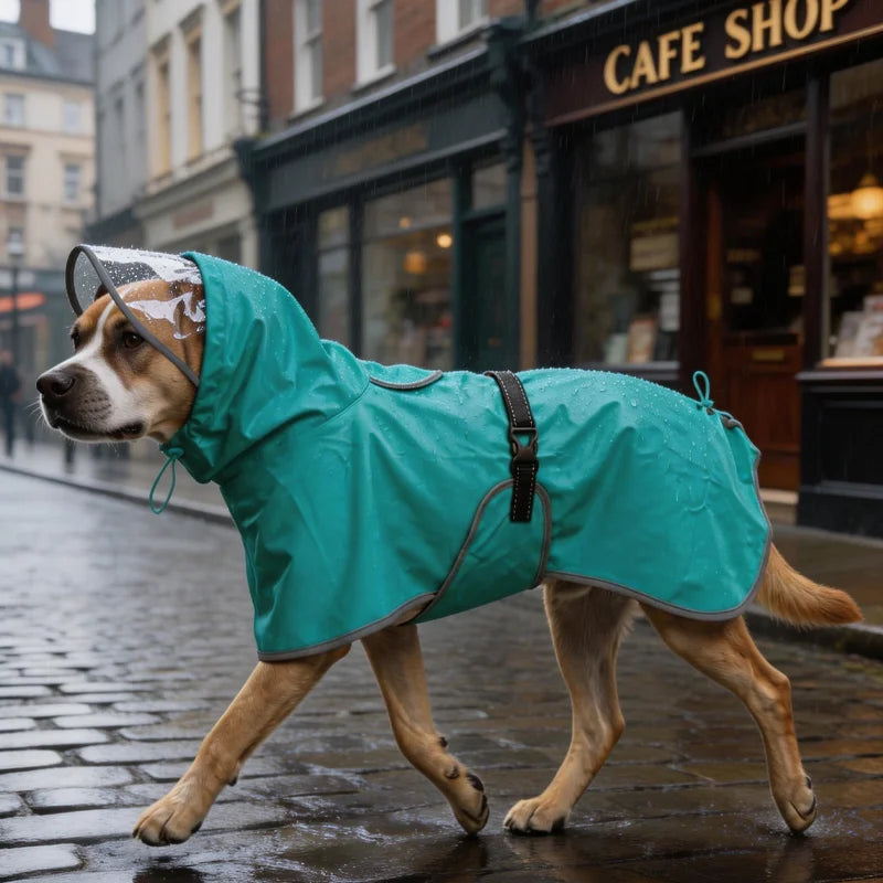 Dog Raincoat, Hooded Windproof and Waterproof Reflective Pet Raincoat, Suitable for Medium to Large Dogs, Waterproof Dog Clothin
