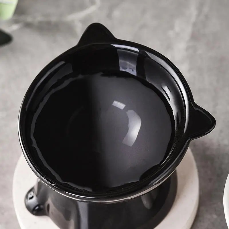 Anti-tipping Cat Food Bowl 15 Degree Tilted Tall-legged Design for Neck Comfort and Clean Floors in Living Spaces