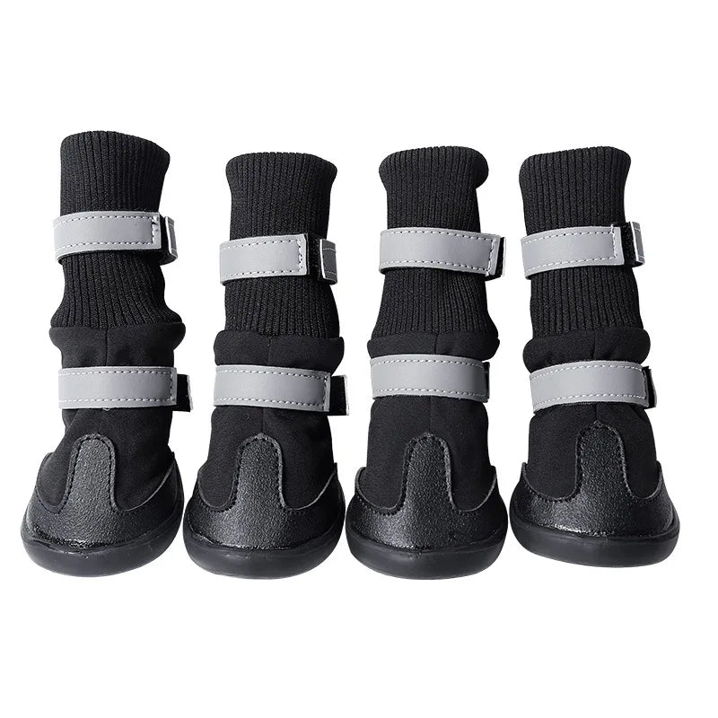 D2 4Pcs Set Pet Dog Shoes Anti Slip Protective Boots Dog Socks for Large Dogs Cat Waterproof Winter Dog Pet Puppy Shoes For Dogs