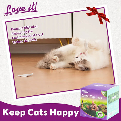 15 Pack Cat Catnip Tea Bags Natural Catnips Packets for Cat or Toy Soaking Water Replacement Pouch Cat Grass Promote Active Play