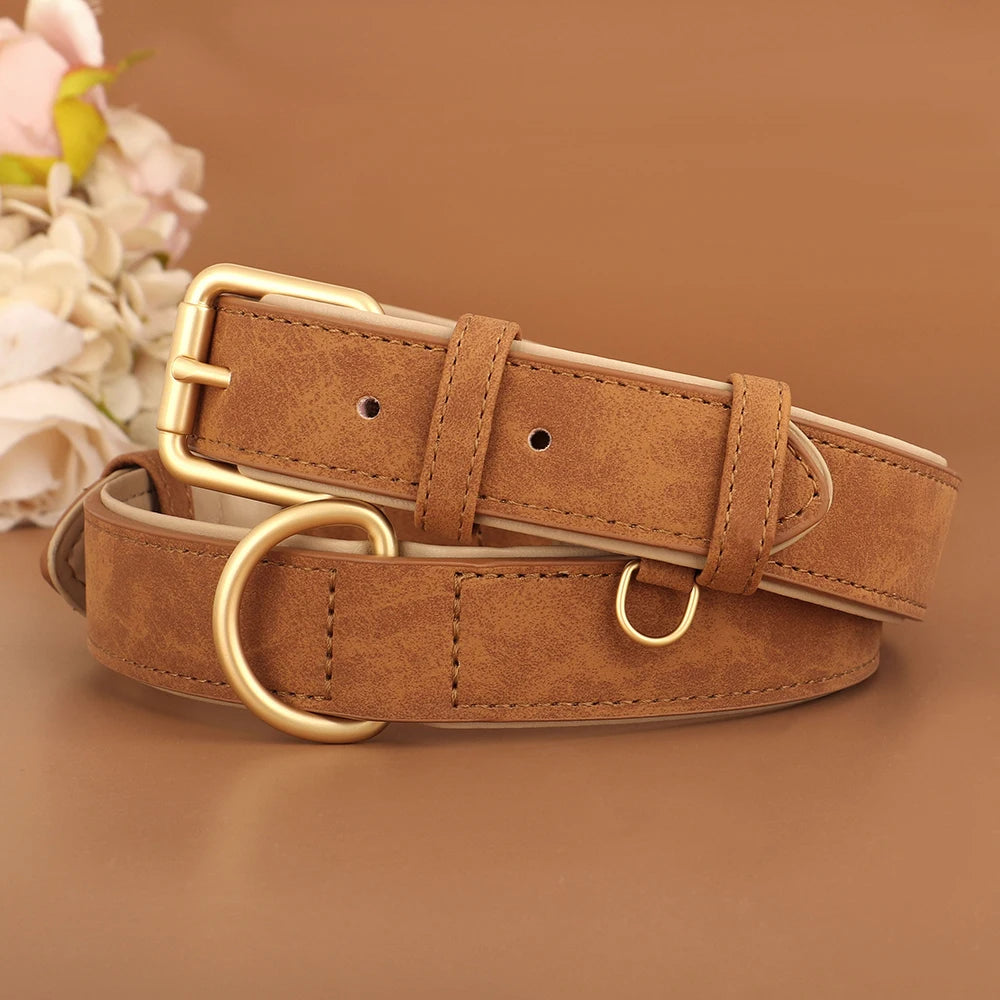 Leather Dog Collar Durable Dogs Collars Soft Padded Pet Pitbull Necklace Adjustable For Small Medium Large Dogs Pug Pet Products