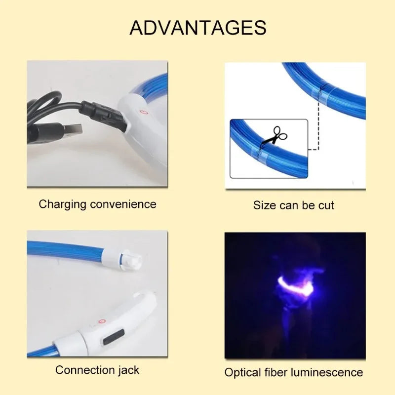 B Pet dog LED collar - Dog loss prevention collar - Adjustable collar - Safe USB charging collar - Pet supplies For use at night