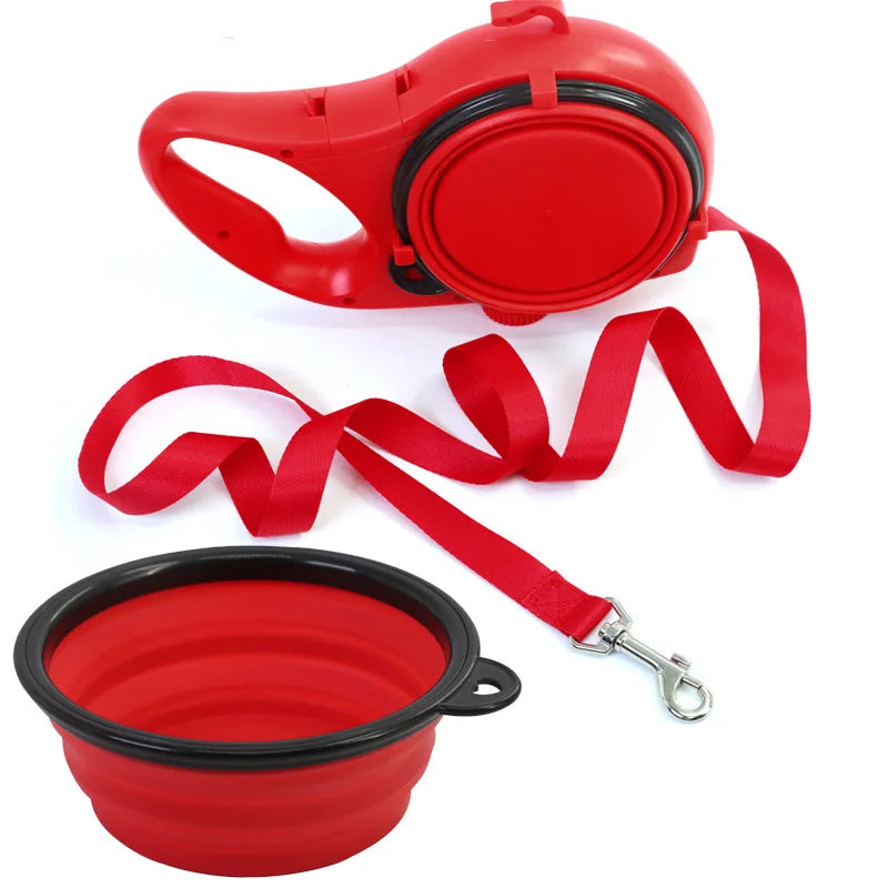 Three In One Dog Leash With Water Bottle And Cup Durable Pet Walking Lead For Dogs Portable Reflective Traction
