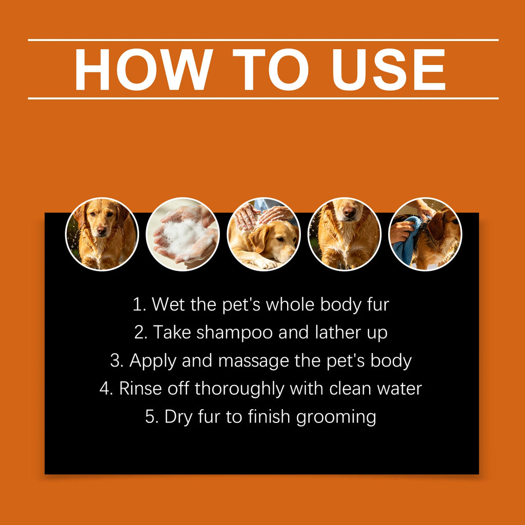 Flea Tick Shampoo for Dogs Cats Moisturizing Eliminate Fleas Ticks Relieve Itching Sooth Skin Long Lasting Pet Grooming Shampoo