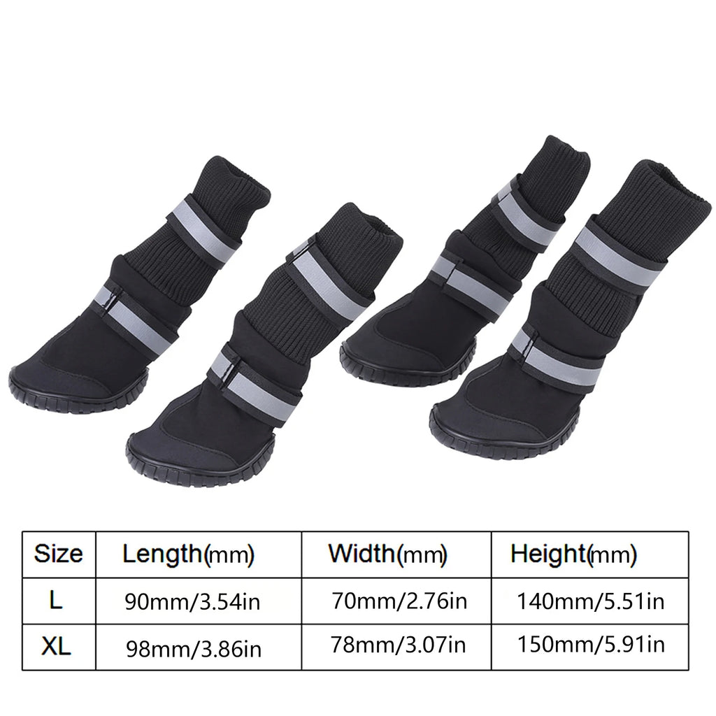 D2 4Pcs Set Pet Dog Shoes Anti Slip Protective Boots Dog Socks for Large Dogs Cat Waterproof Winter Dog Pet Puppy Shoes For Dogs