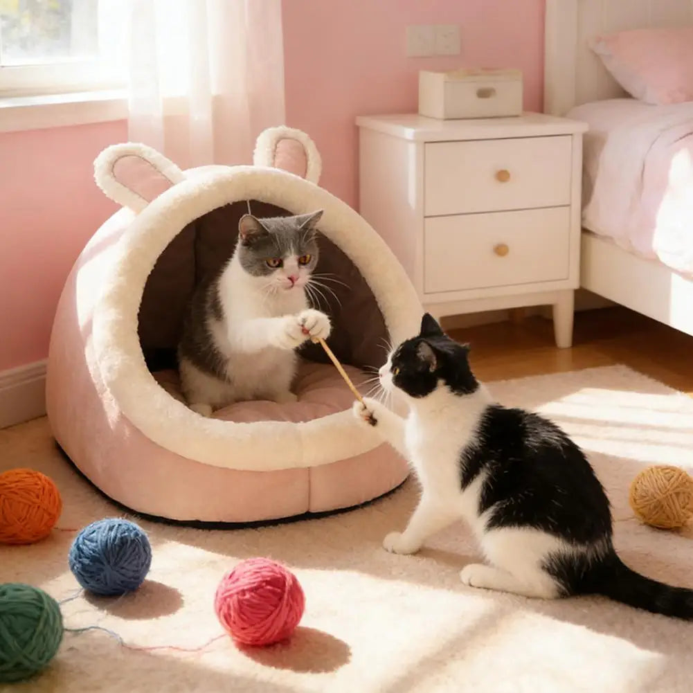 Deep Sleep Cat Bed Cartoon Pet Bed Foldable Removable Washable Pet Sleeping Bed for Small Dog Mat Bag Cave Cats Bed