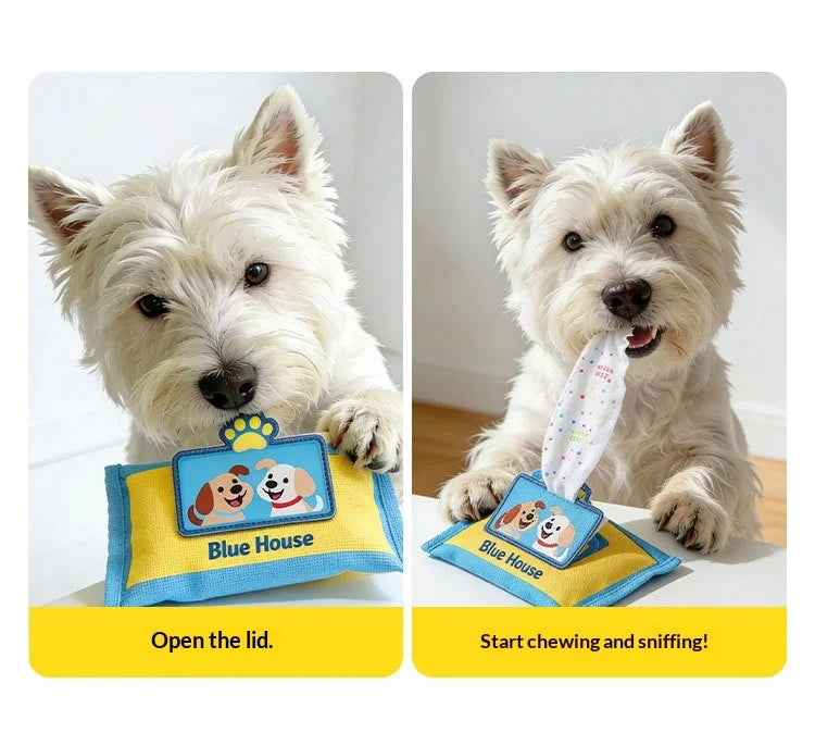 Dog Sniffing Chew Toys Simulation Paper Towel Drawing Box Hiding Puzzle Bite Resistant Consume Energy Indoor Play For Medium Dog