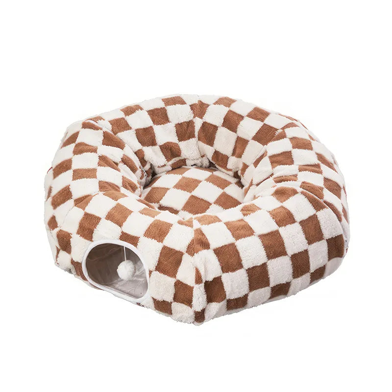 Cat Cave Donut Interactive Toys Washable With Ball Cat Tunnel Donut Kitten Bed For Kitten Puppy Small Dog Bunny Pet Enrichment