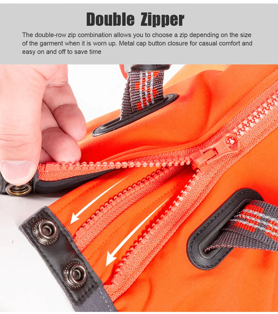 Winhyepet Waterproof Dog Cloth Puppy Warmth Winter Jacket Dogs Harness Double Zipper Reflective Windbreak Luxury Dog Clothes