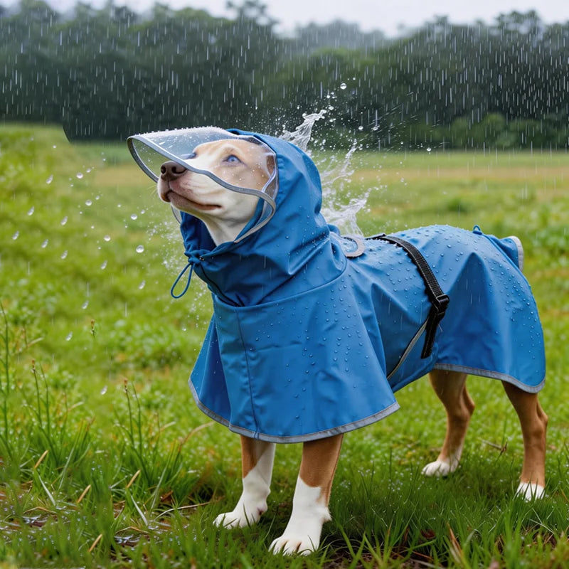 Dog Raincoat, Hooded Windproof and Waterproof Reflective Pet Raincoat, Suitable for Medium to Large Dogs, Waterproof Dog Clothin