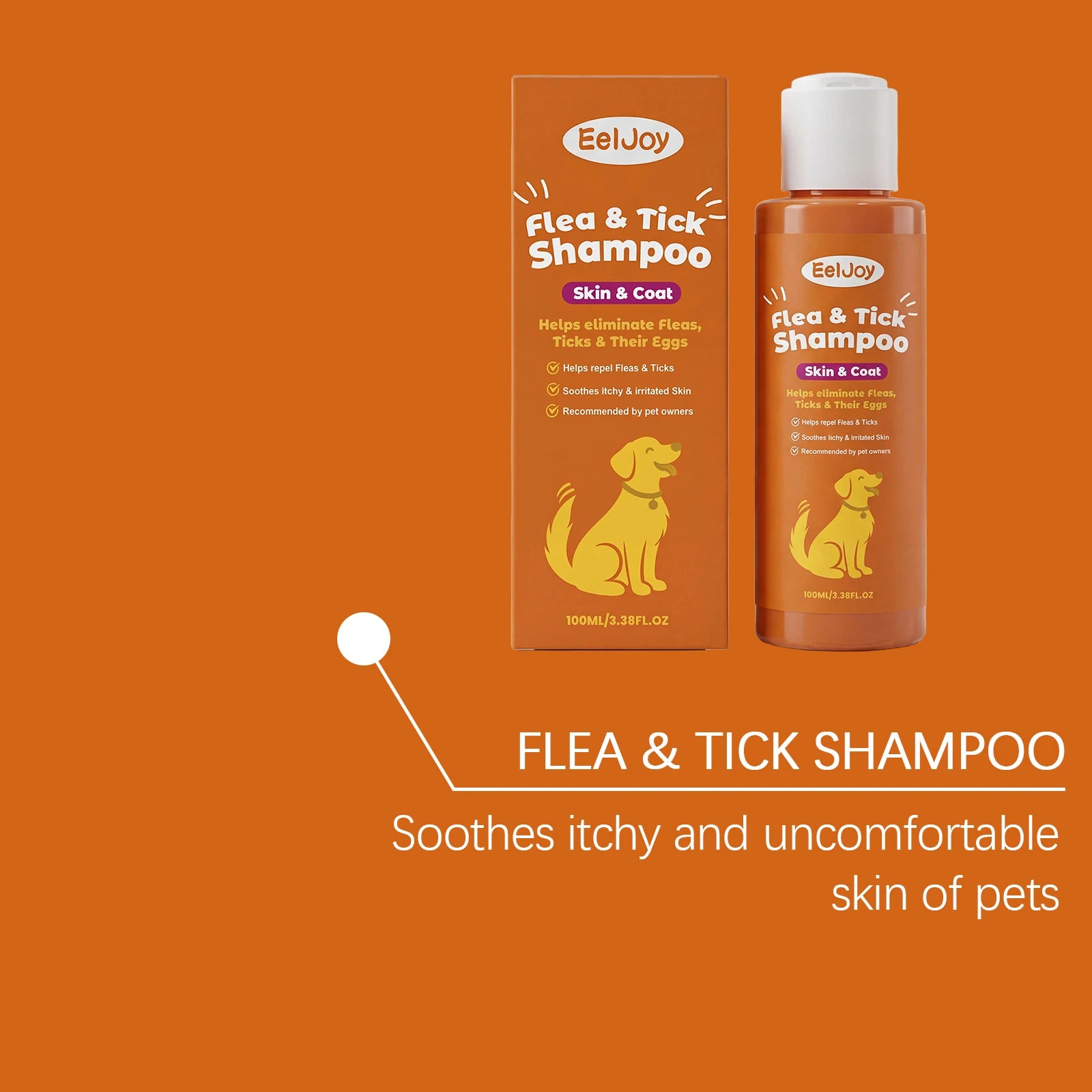 Flea Tick Shampoo for Dogs Cats Moisturizing Eliminate Fleas Ticks Relieve Itching Sooth Skin Long Lasting Pet Grooming Shampoo