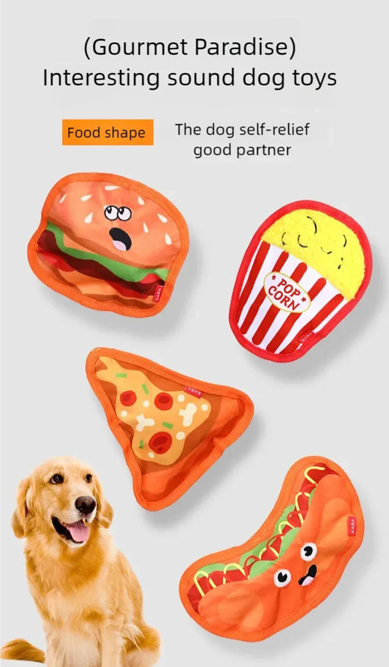Dog toys that are resistant to biting, grinding teeth, and can relieve boredom with sound simulation, such as hamburgers and fre