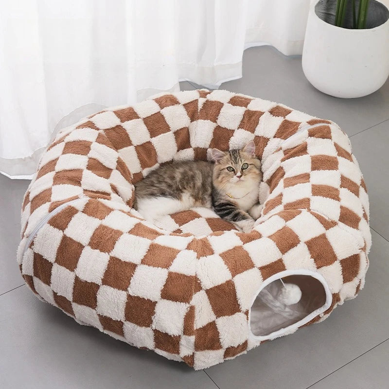 Cat Cave Donut Interactive Toys Washable With Ball Cat Tunnel Donut Kitten Bed For Kitten Puppy Small Dog Bunny Pet Enrichment