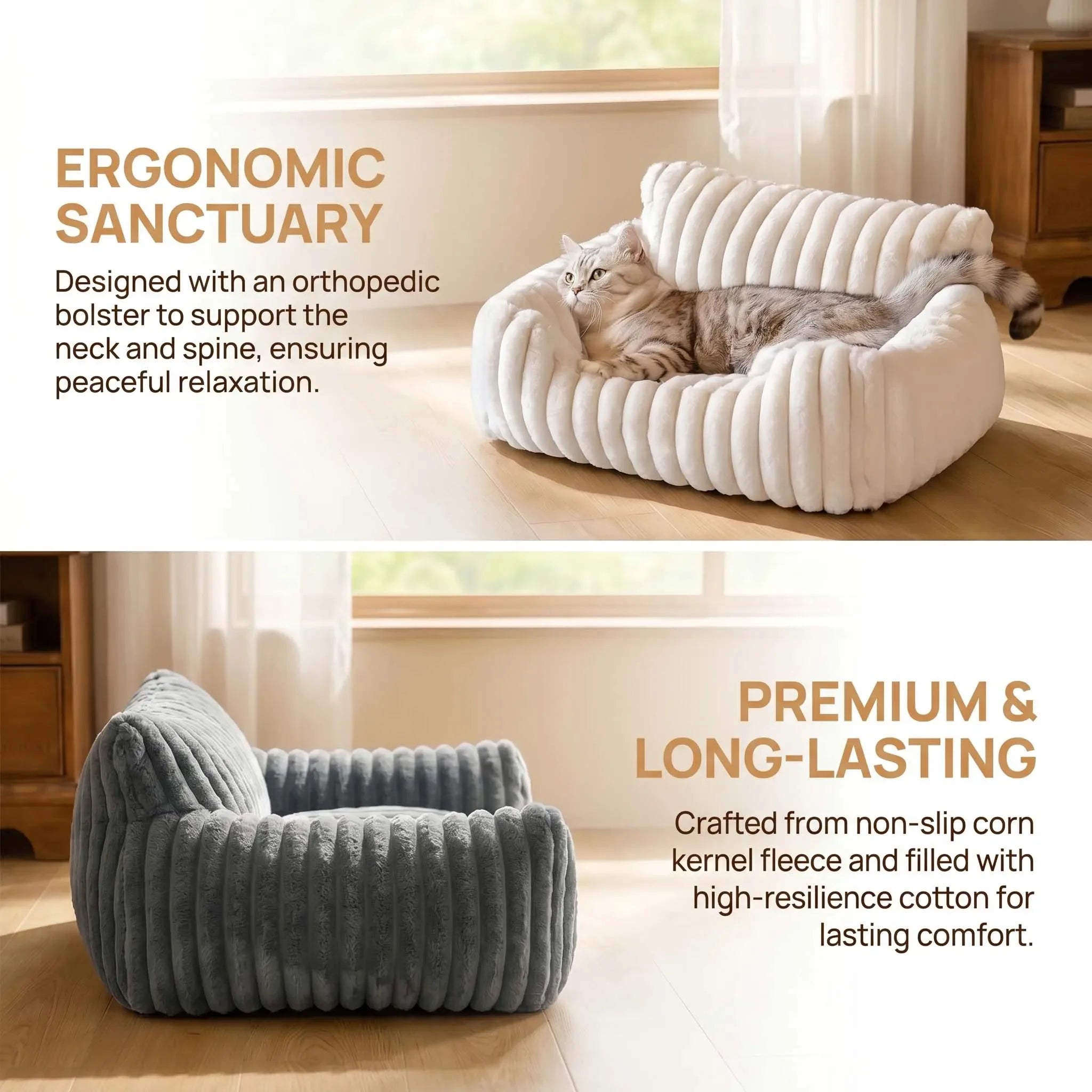 Warm Comfort Cute Cat Sofa Deep Sleep Cat Mat Bed Soft Cushion Pet bed Basket Kitten House for Medium Cats & Small Dogs