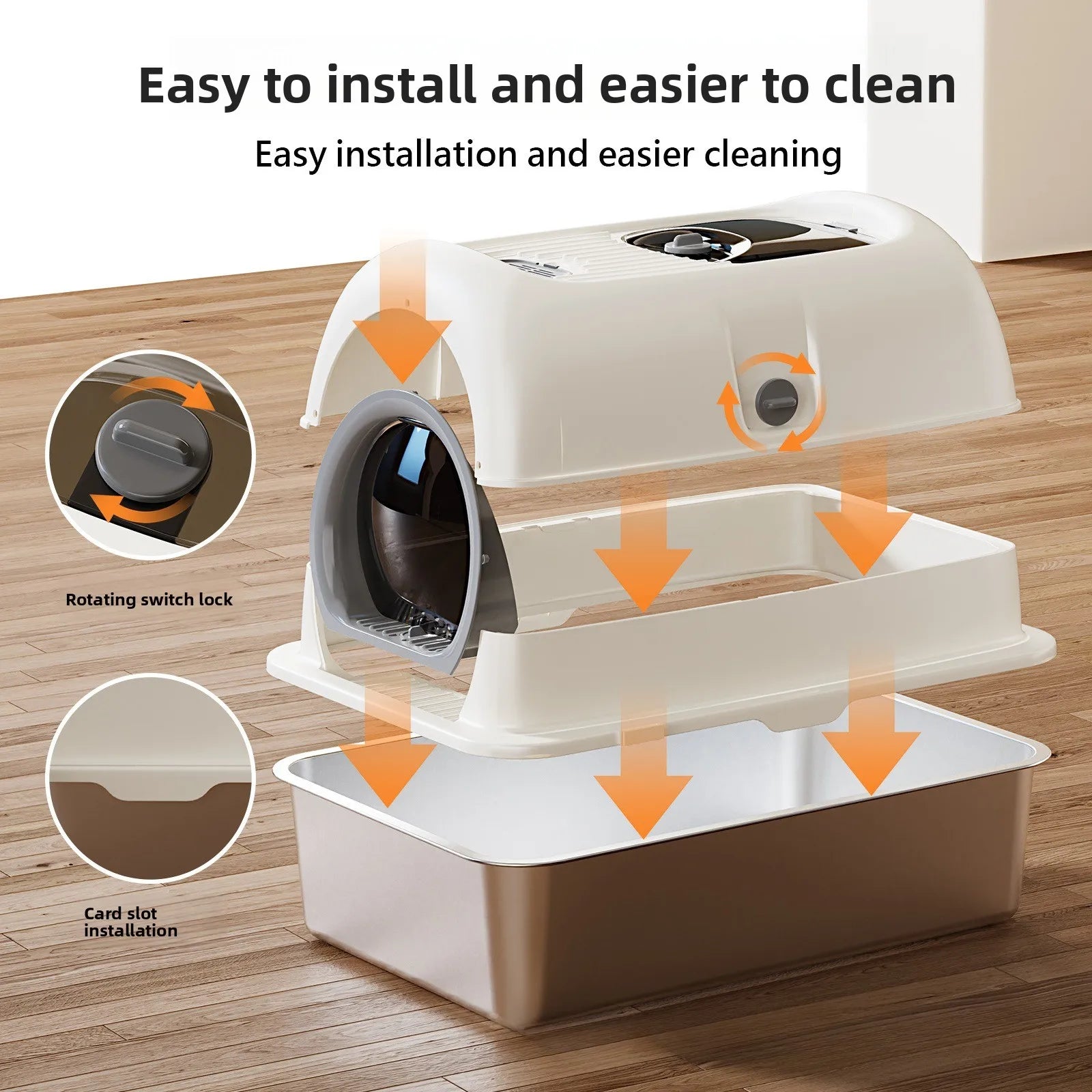Cat Litter Tray, Fully Enclosed Cat Toilet, Extra Large, Splash-proof, with Sand, for Kittens, Cat Supplies